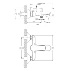 Baterie pentru cada si dus Imprese Teplice 10025 (Chrome) Thumb