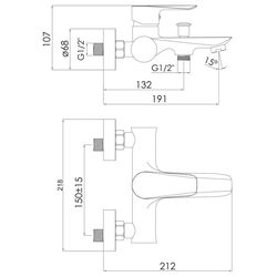 Baterie pentru cada si dus Imprese Vaclav f03206406AA (Nickel) Thumb