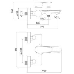 Baterie pentru cada si dus Imprese Vaclav F03206410AA (Black) Thumb