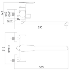 Baterie pentru cada si dus Imprese Vaclav f03206410AB (Black) Thumb