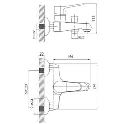 Baterie pentru cada si dus Imprese Witow 10080 (Chrome) Thumb