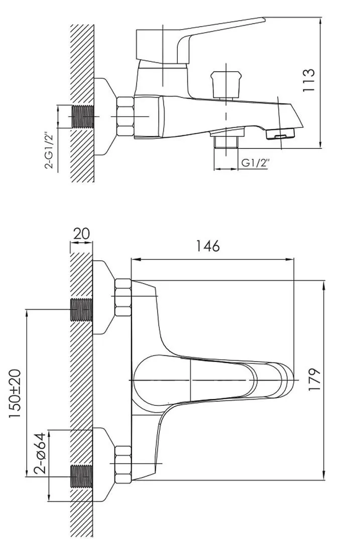 Baterie pentru cada si dus Imprese Witow 10080 (Chrome) - 3