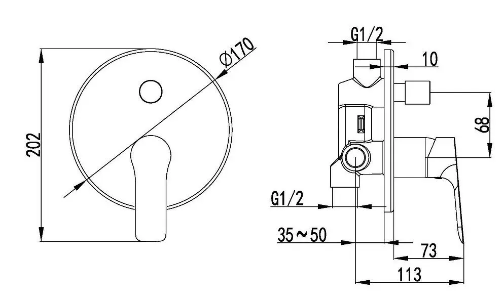 Baterie pentru cada si dus Imprese Kucera VR-31105 (Chrome)