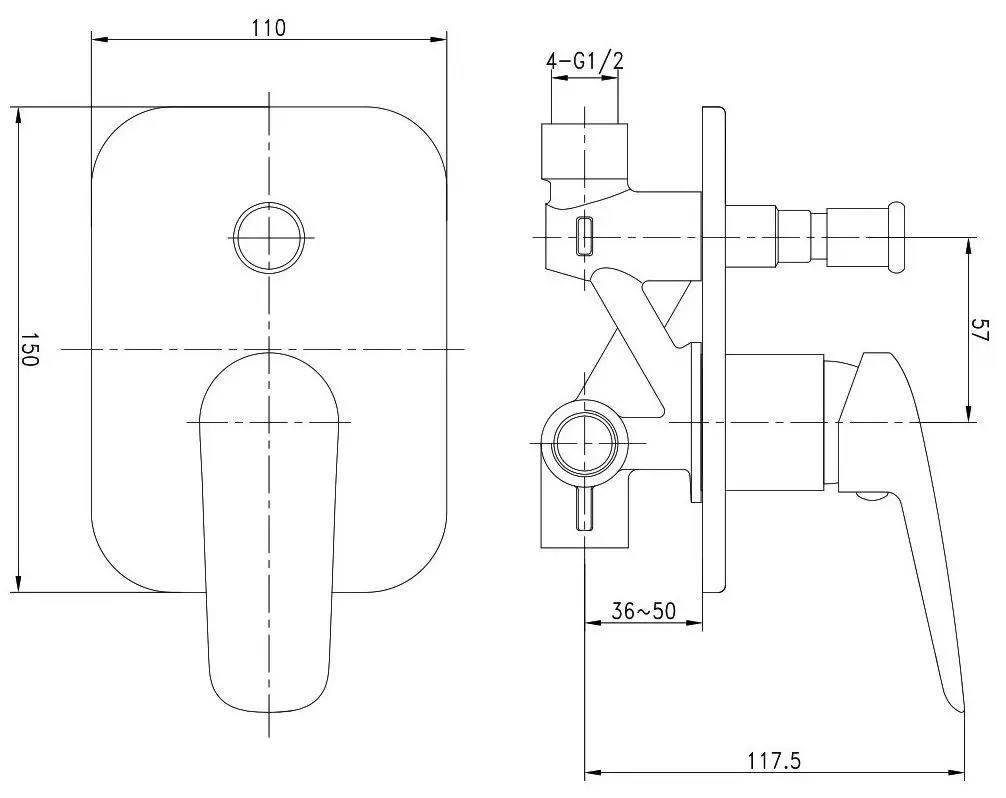 Baterie pentru cada si dus Imprese Praha New VR-10030(Z) (Chrome) - 3
