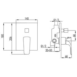 Baterie pentru cada si dus Imprese Valtice VR-10320(Z) (Chrome) Thumb