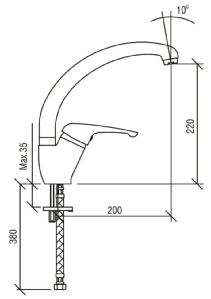 Baterie pentru chiuveta Kas Kardelen 9231704-12 (Chrome) - 2