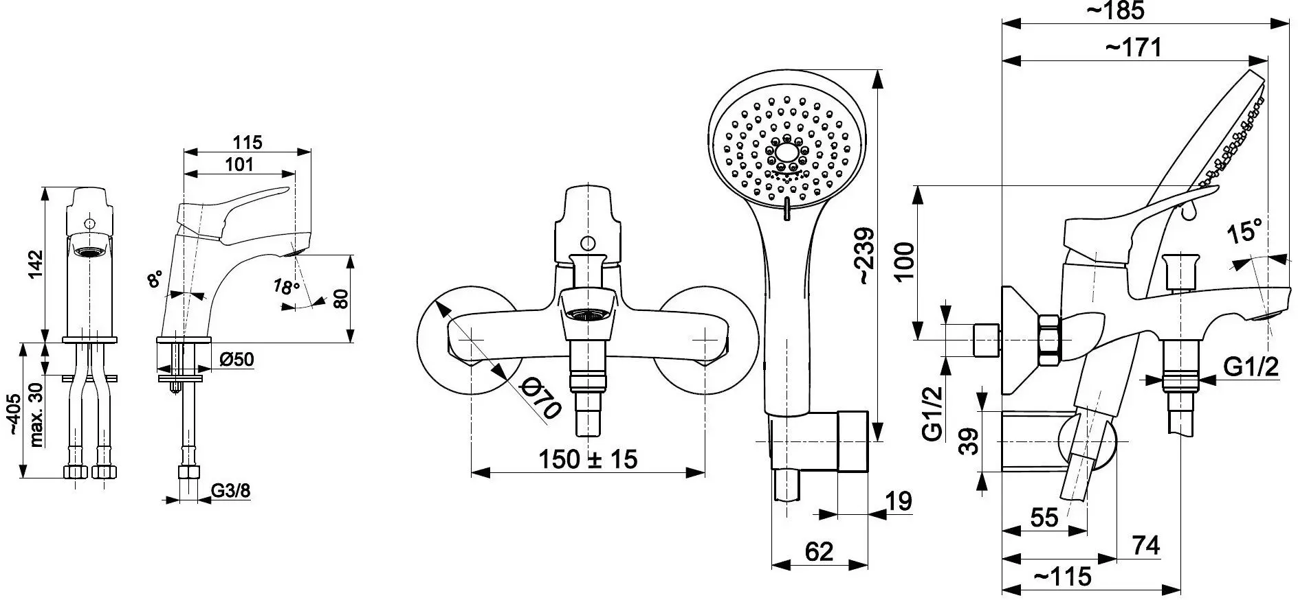 Set de baterii pentru baie KFA Armatura Morris 5241-003-00 (Chrome)
