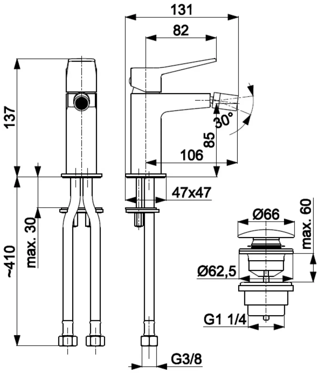 Смеситель для биде KFA Armatura Malaga (Gun Metal Grey)