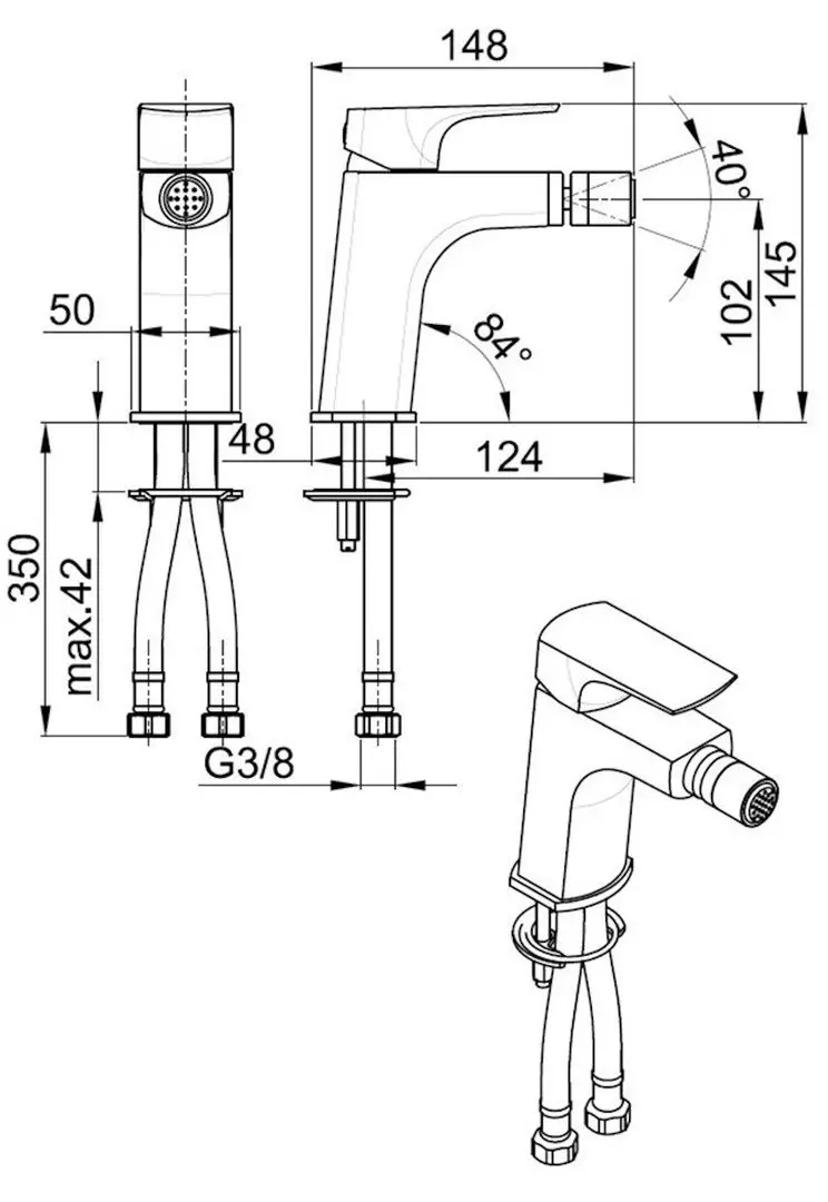 Baterie pentru bideu KFA Armatura Mokait 5537-015-00 (Chrome)