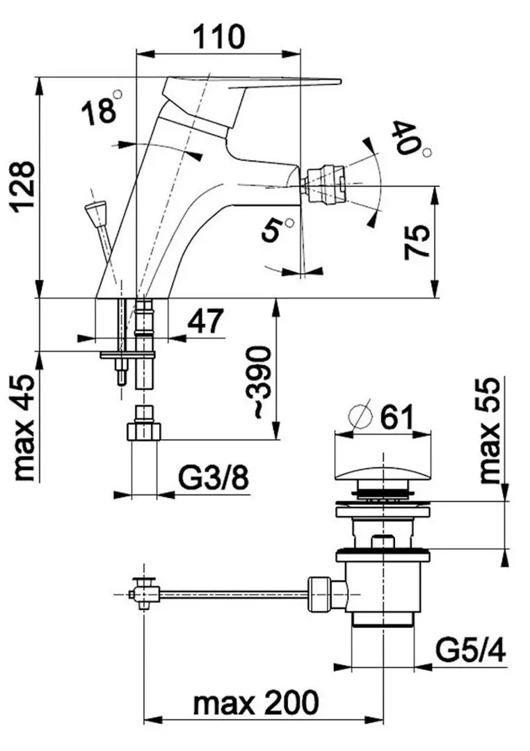 Смеситель для биде KFA Armatura Topaz 4017-015-00 (Chrome)