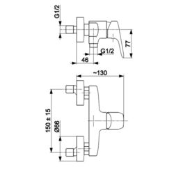 Baterie pentru dus KFA Armatura Abasha 5236-010-00 (Chrome) Thumb