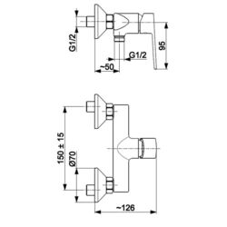 Baterie pentru dus KFA Armatura Agat 4426-010-00 (Chrome) Thumb