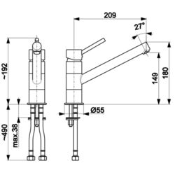 Baterie pentru chiuveta KFA Armatura Andra 6533-915-22 (Inox) Thumb