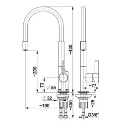 Baterie pentru chiuveta KFA Armatura Calix 6543-915-00 (Black/Chrome) Thumb