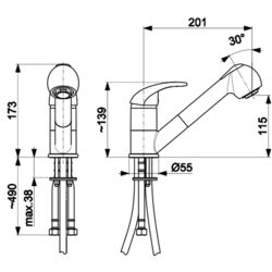 Baterie pentru chiuveta KFA Armatura Indira 6613-110-81 (Black) Thumb