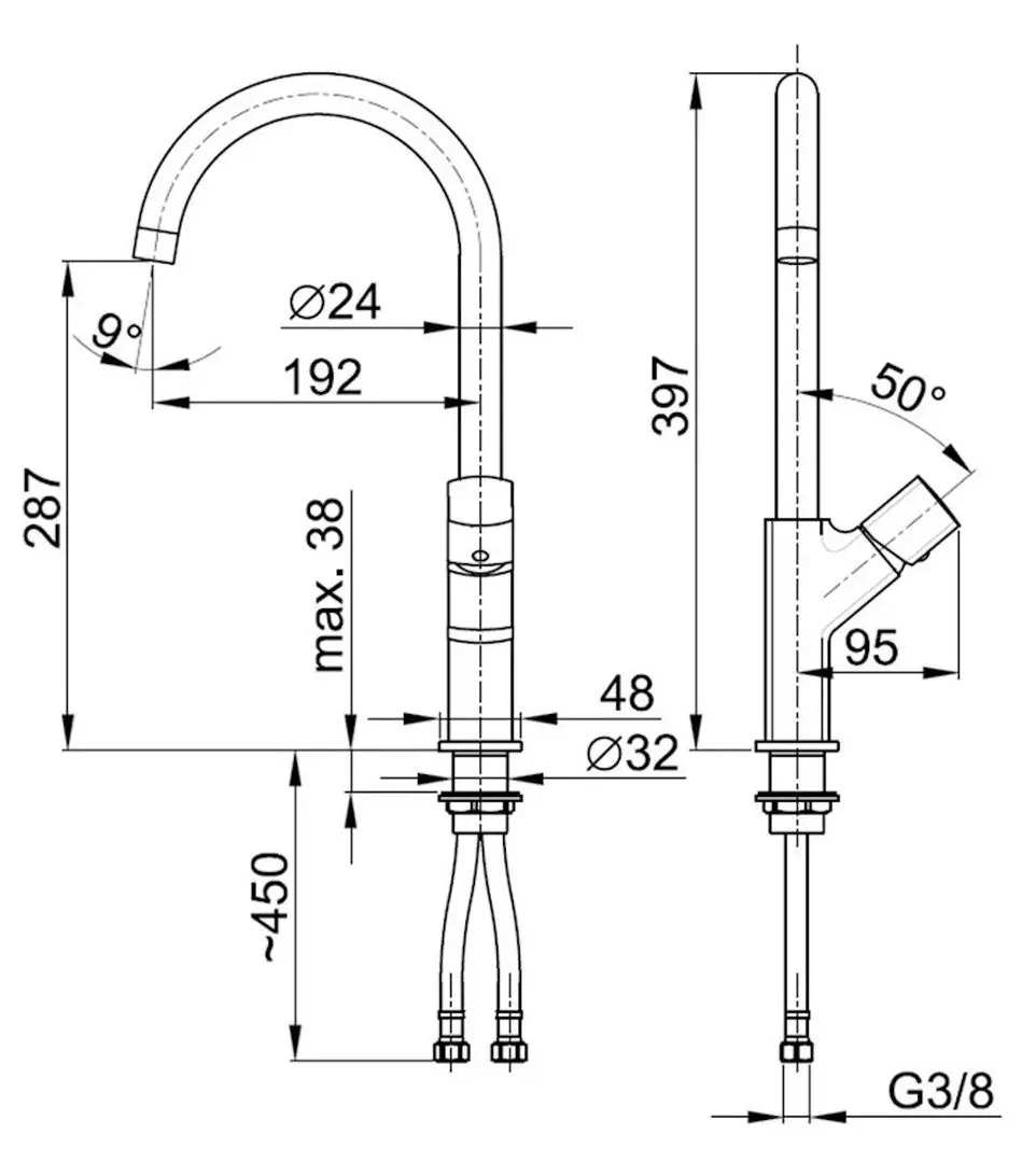 Baterie pentru chiuveta KFA Armatura Morganit 4923-915-00 (Chrome)