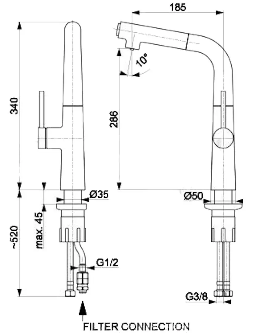 Смеситель для мойки KFA Armatura Mungo 6733-910-00 (Black/Chrome)