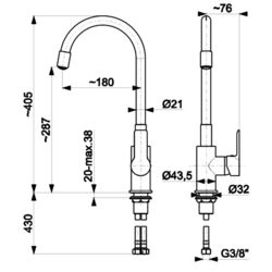 Baterie pentru chiuveta KFA Armatura Rumba 6553-915-00 (Black/Chrome) Thumb