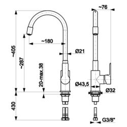 Baterie pentru chiuveta KFA Armatura Rumba 6553-915-51 (Beige/Chrome) Thumb