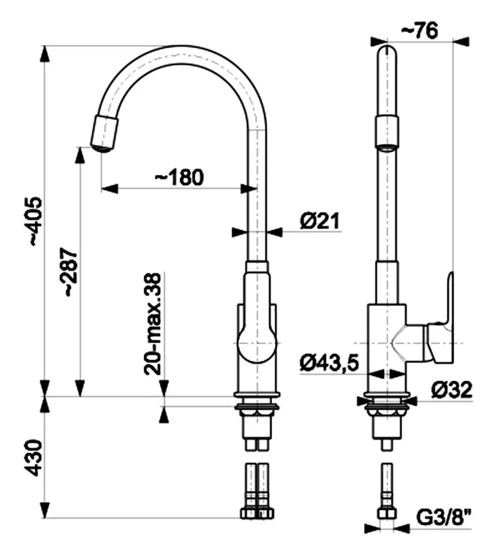 Baterie pentru chiuveta KFA Armatura Rumba 6553-915-63 (Grey/Chrome)