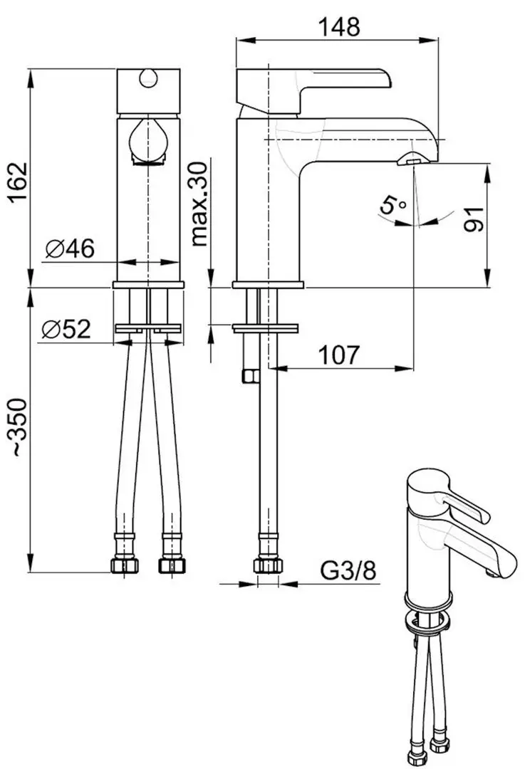 Смеситель для умывальника KFA Armatura Angelit 4722-815-00 (White/Chrome)