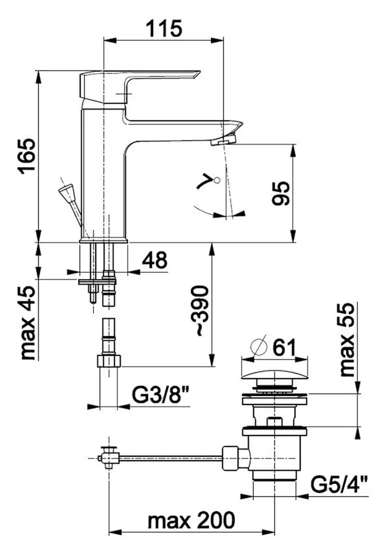 Смеситель для умывальника KFA Armatura Aquamaryn 4612-815-00 (Chrome)