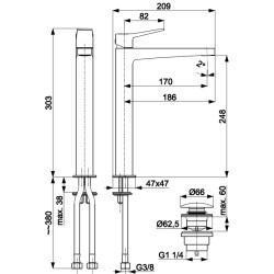 Baterie pentru lavoar KFA Armatura Malaga 4522-712-00 (Chrome) Thumb