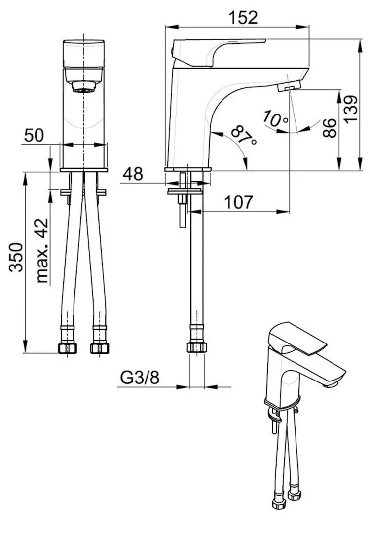Baterie pentru lavoar KFA Armatura Mokait 5532-815-81 (Black)