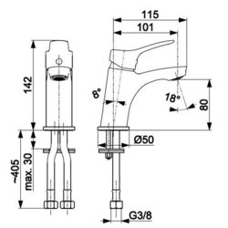 Baterie pentru lavoar KFA Armatura Morris 5242-815-00 (Chrome) Thumb