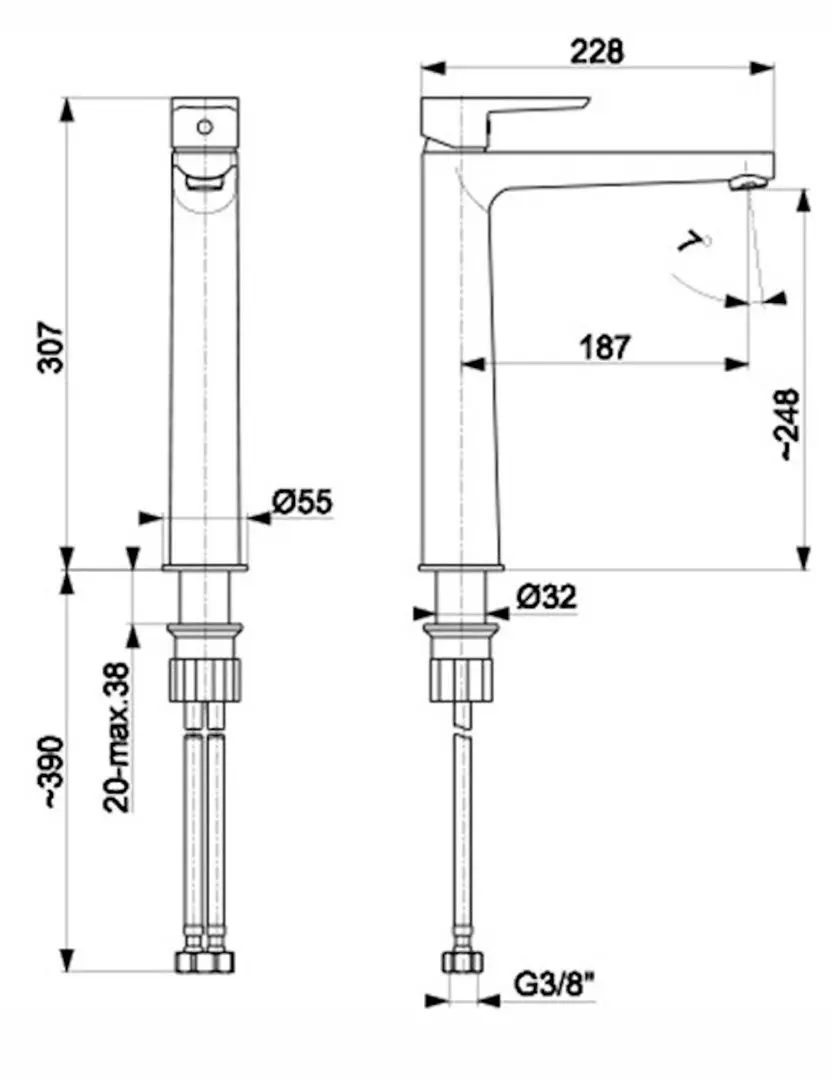 Смеситель для умывальника KFA Armatura Narva 5222-612-81 (Black)