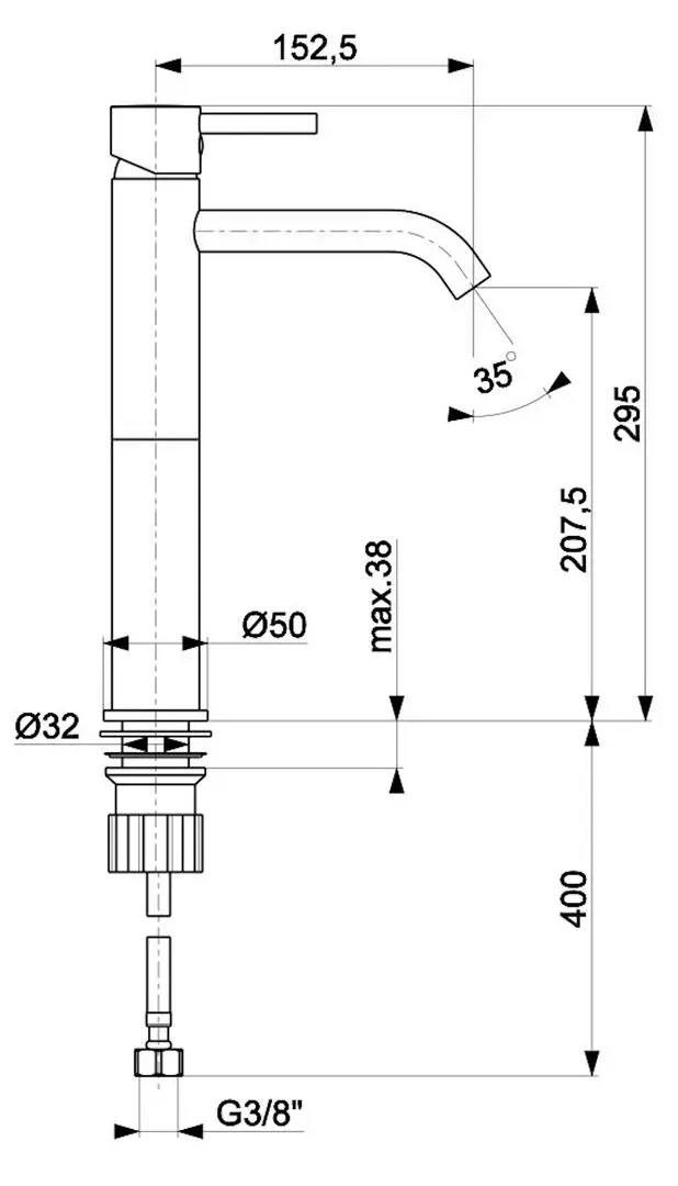 Смеситель для умывальника KFA Armatura Neda 5822-612-81 (Black)