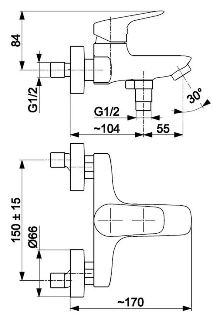 Смеситель для ванны и душа KFA Armatura Abasha 5234-010-00 (Chrome)