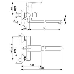 Baterie pentru cada si dus KFA Armatura Agat 4428-715-00 (Chrome) Thumb