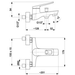 Baterie pentru cada si dus KFA Armatura Amazonit 4624-010-00 (Chrome) Thumb