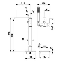 Смеситель для ванны и душа KFA Armatura Logon 5135-510-81 (Black) Thumb