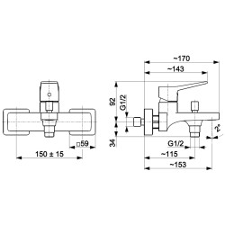 Смеситель для ванны и душа KFA Armatura Malaga 4524-010-61 (Gun Metal Grey) Thumb