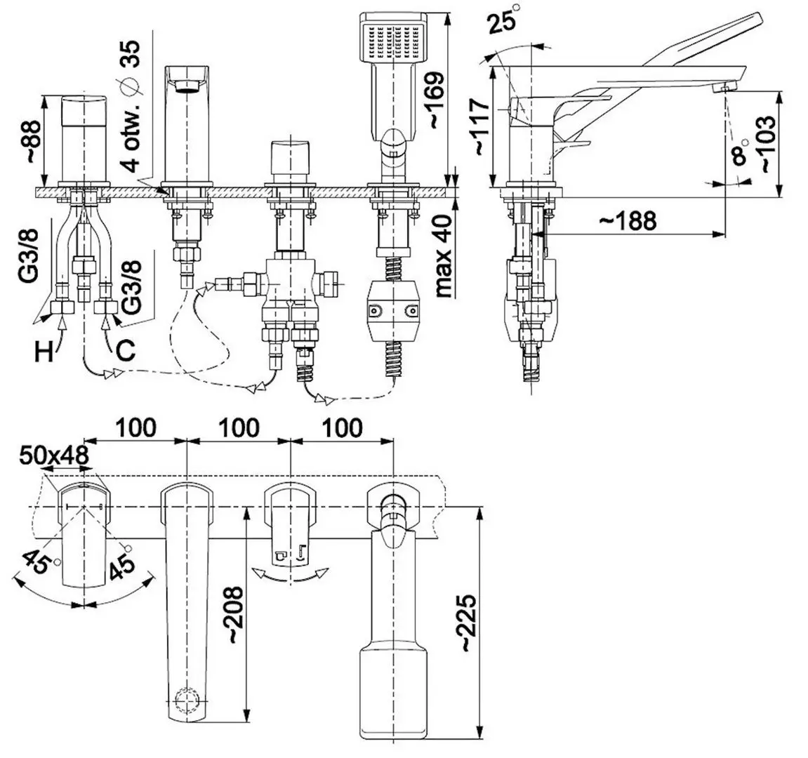 Смеситель для ванны и душа KFA Armatura Mokait 5535-210-00 (Chrome)