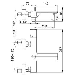 Смеситель для ванны и душа KFA Armatura Morganit 4924-010-00 (Chrome) Thumb
