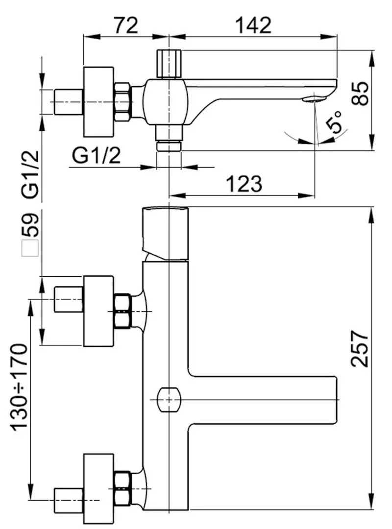 Смеситель для ванны и душа KFA Armatura Morganit 4924-010-00 (Chrome)