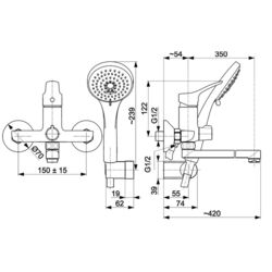 Смеситель для ванны и душа KFA Armatura Morris (Chrome) Thumb