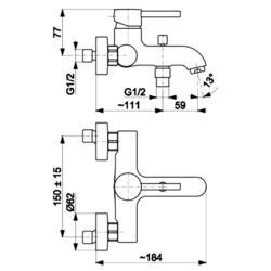 Baterie pentru cada si dus KFA Armatura Moza 5034-010-31 (Gold) Thumb