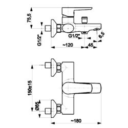 Смеситель для ванны и душа KFA Armatura Narva 5224-010-81 (Black) Thumb