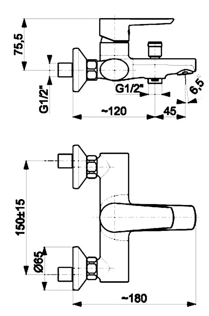 Смеситель для ванны и душа KFA Armatura Narva 5224-010-81 (Black)