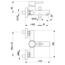 Baterie pentru cada si dus KFA Armatura Neda 5824-010-00 (Chrome) Thumb