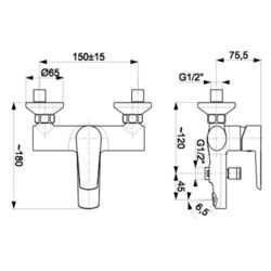 Смеситель для ванны и душа KFA Armatura Neon 5224-013-00 (Chrome) Thumb