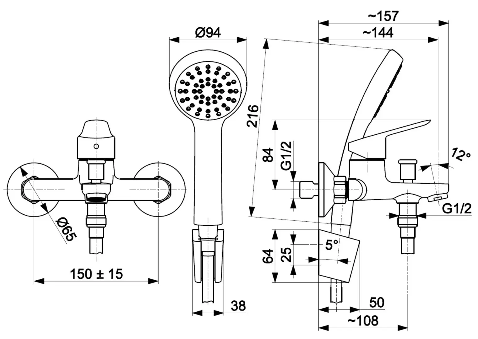 Baterie pentru cada si dus KFA Armatura Sparc (Black Matte)