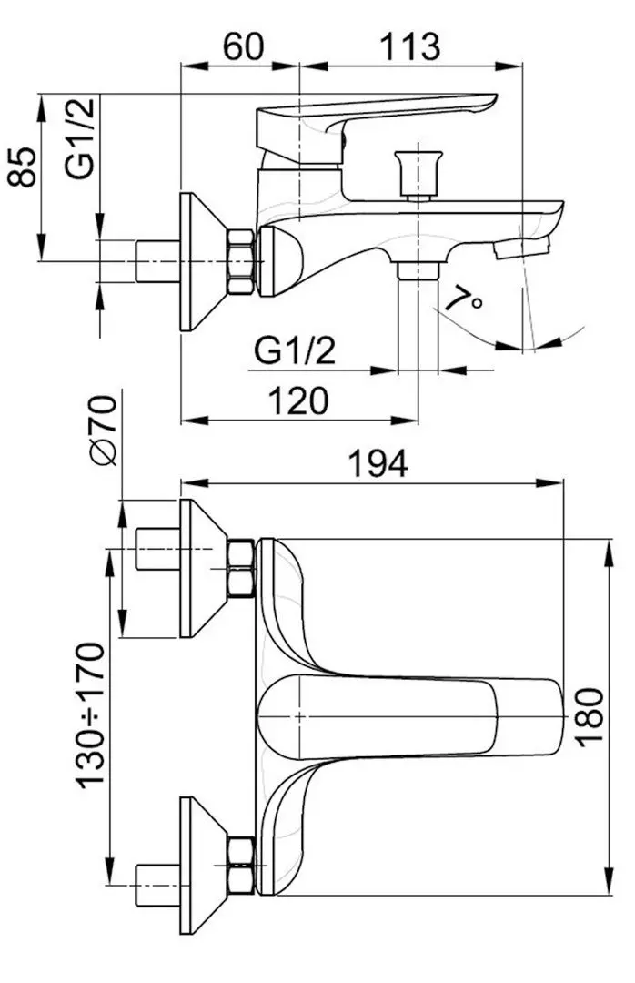 Смеситель для ванны и душа KFA Armatura Tanzanit 5024-010-00 (Chrome)