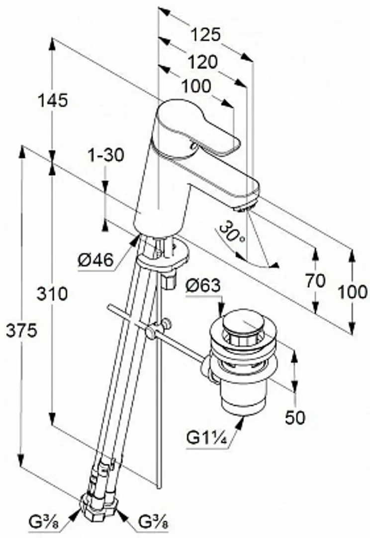 Набор смесителей 3в1 Kludi Pure&Easy 376850565 (Chrome) - 2