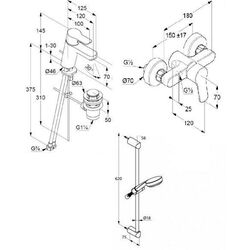 Набор смесителей 3в1 Kludi Pure&Style 378450565 (Chrome) Thumb