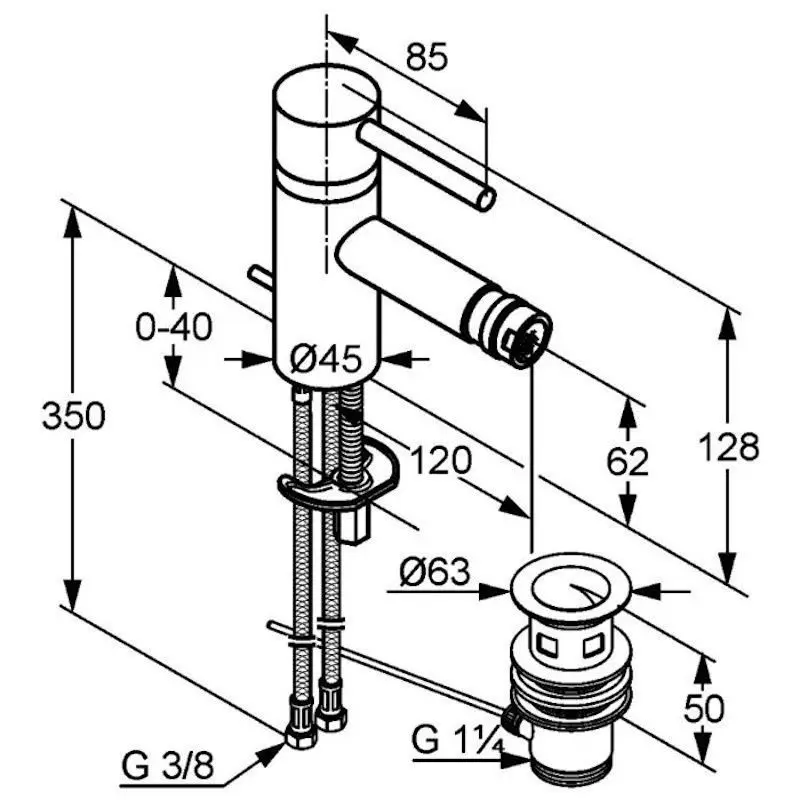 Baterie pentru bideu Kludi Bozz 385333976 (Black) - 3